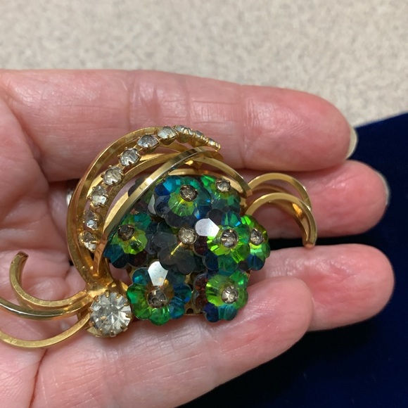 Vintage Unmarked Margarita Rivoli Rhinestone Brooch - Picture 4 of 5